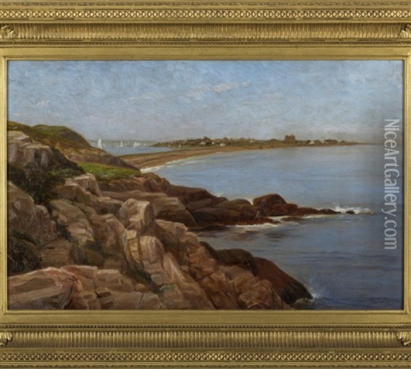 Marblehead Neck And Harbor Oil Painting - James Brade Sword