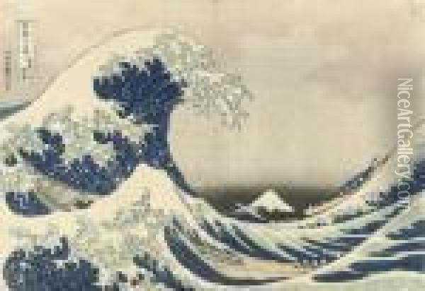 Kanagawa Oki Nami Ura [under The
 Great Wave Off Kanagawa], From The Series Fugaku Sanjurokkei Oil Painting - Katsushika Hokusai