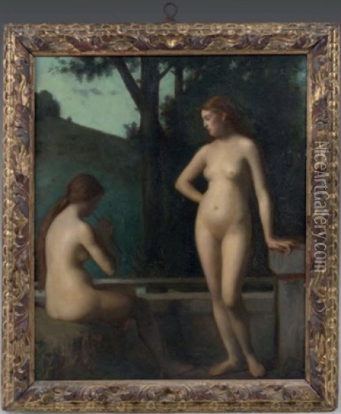 Idylle Oil Painting - Auguste-Joseph Delecluse
