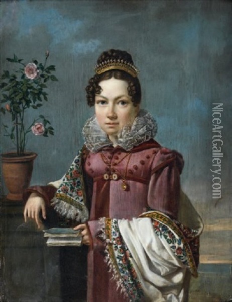 Portrait De Jeune Femme Oil Painting - Jean Pierre Saint-Ours
