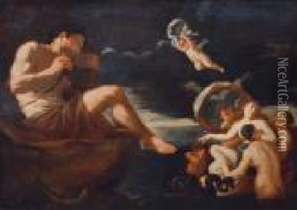 Galatea Mit Ihren Begleiterinnen Vor Polyphem Oil Painting - Johann Karl Loth