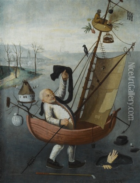 The Fool's Ship Oil Painting - Hieronymus Bosch