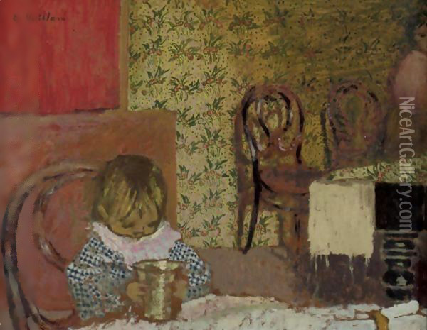 Enfant A Table Oil Painting - Jean-Edouard Vuillard