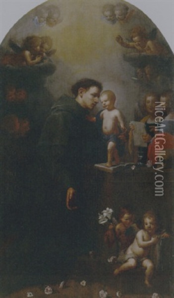 A Vision Of Saint Anthony Of Padua Oil Painting - Giovanni Martinelli