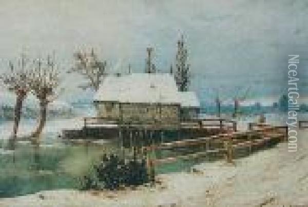 Sluza Z Zima Oil Painting - Jozef Guranowski