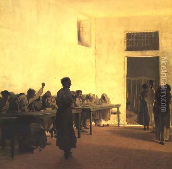 Ward of Disturbed Women in a Mental Hospital Oil Painting - Telemaco Signorini
