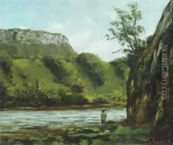 Le Pecheur Au Bord De La Loue Oil Painting - Gustave Courbet