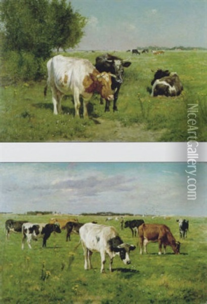 Landscap Met Koeien Oil Painting - Emile Van Damme-Sylva
