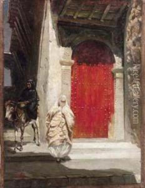 La Porta Rossa Oil Painting - Augusto Valli