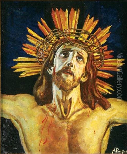 Christ On The Cross Oil Painting - Anton Emanuel Peschka