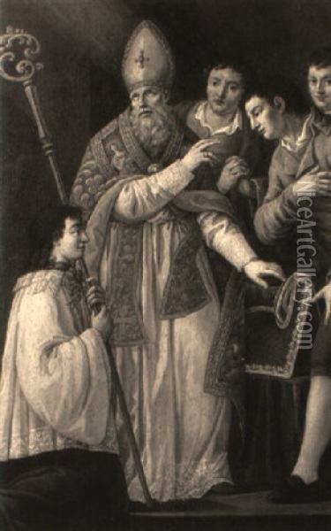 St. Thomas Of Villanueva Giving Alms Oil Painting - Domenico Corvi