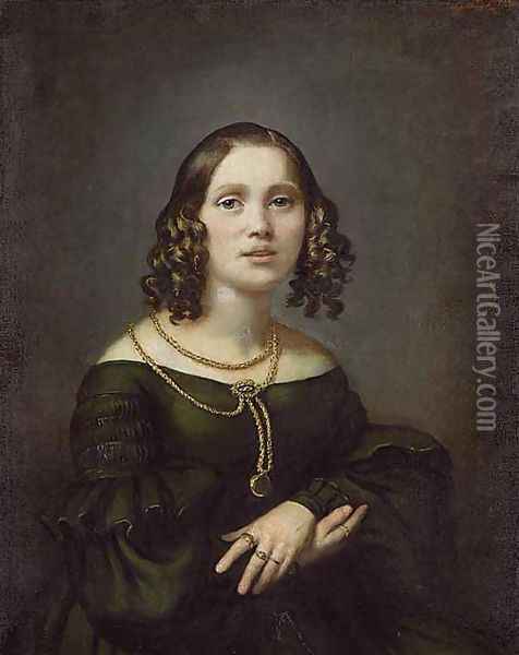 Portrait of a Woman Oil Painting - Jan Kanty Szwedkowski