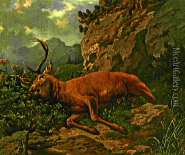Toter Hirsch Oil Painting - Franz Xaver von Pausinger