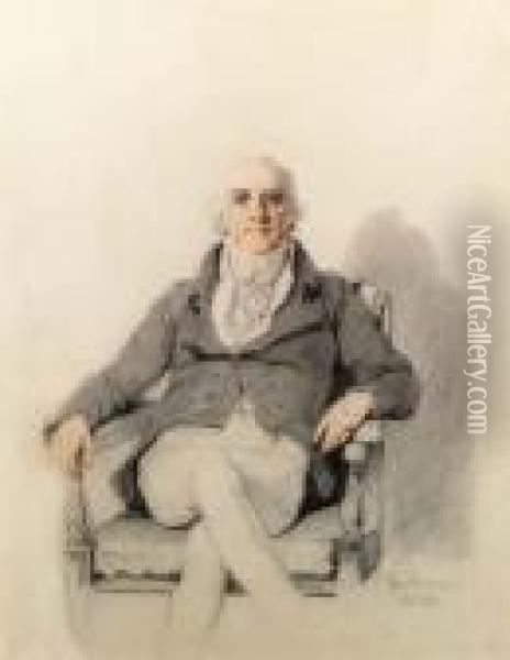 Portrait Of Judge Shearman Bird, Full-length, Seated, In A Frockcoat And Breeches Oil Painting - George Chinnery