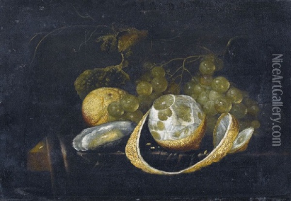 Stillleben Mit Trauben, Zitrone Und Auster Oil Painting - Guilliam van Deynum