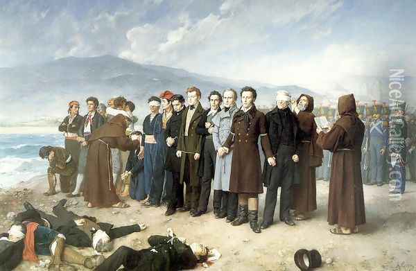 The Execution of Torrijos and his Companions 1886-88 Oil Painting - Antonio Gisbert Perez
