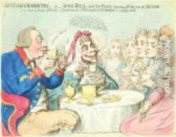 Anti-saccharrites -or- John Bull And His Family Leaving Offthe Use Of Sugar Oil Painting - James Gillray