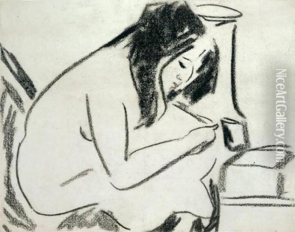 Sitzender Weiblicher Akt Oil Painting - Ernst Ludwig Kirchner