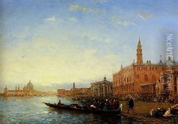 Venise, Le Quai Des Esclavons Oil Painting - Felix Ziem
