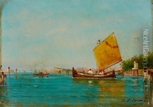 Pecheurs A Venise Oil Painting - Charles Clement Calderon