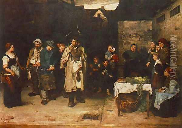 Tramps at Night 1872 73 Oil Painting - Mihaly Munkacsy