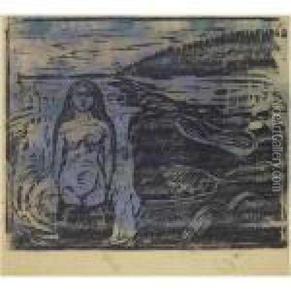 Woman Bathing Oil Painting - Edvard Munch