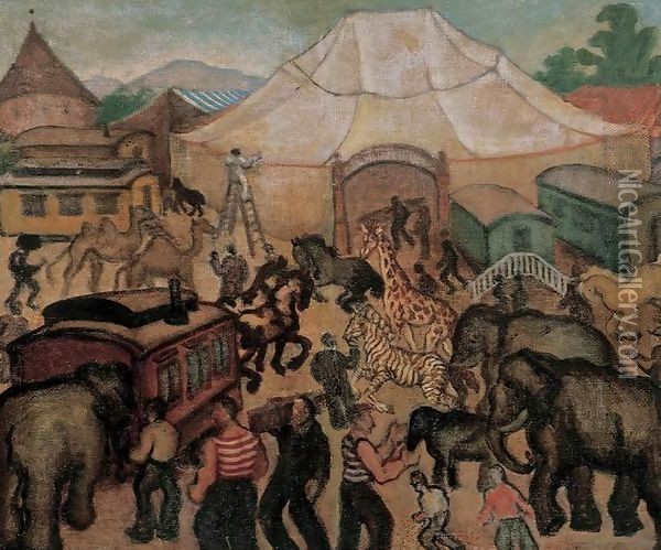 Circus c 1930 Oil Painting - Geza Bornemisza