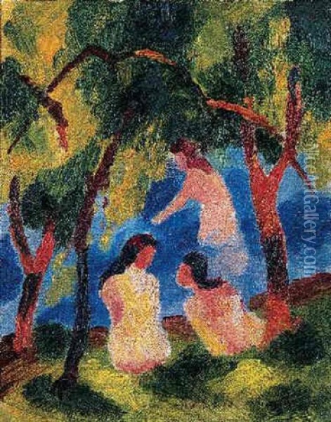 Badende Madchen Oil Painting - August Macke