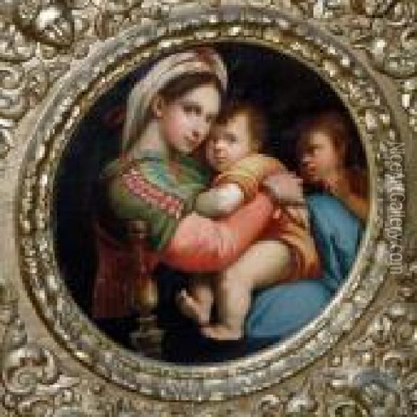 The Madonna Of The Chair Oil Painting - Raphael (Raffaello Sanzio of Urbino)