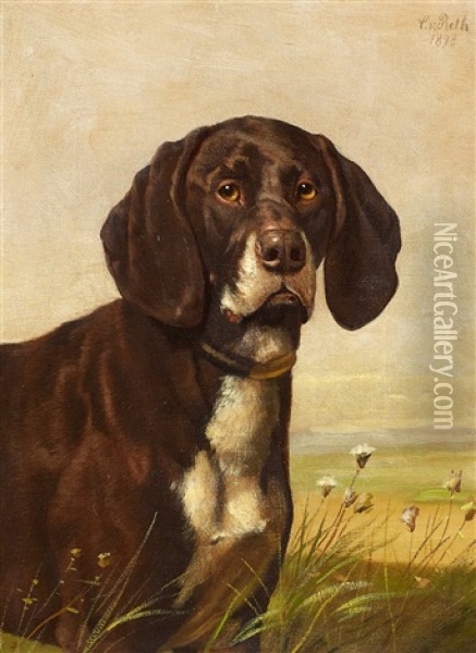 Hundeportrat Oil Painting - Caspar Von Reth