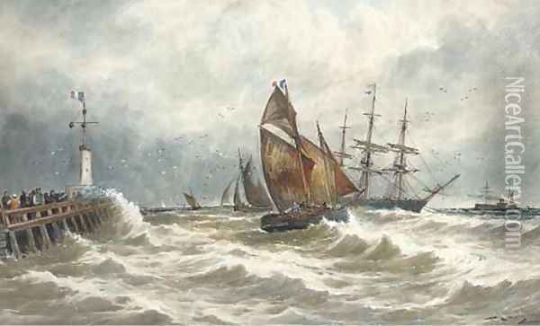 Calais Pier Oil Painting - Thomas Bush Hardy