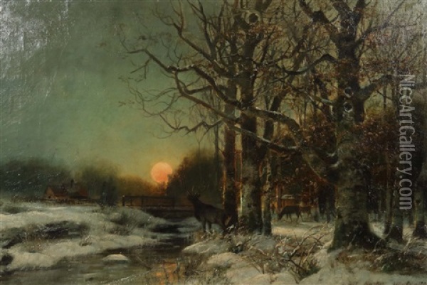 Winterabend Im Eichenwald Oil Painting - Horst Hacker