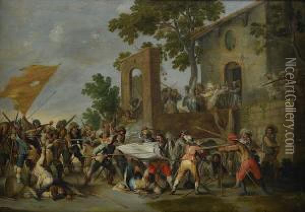 Bataljscen Oil Painting - Cornelis de Wael