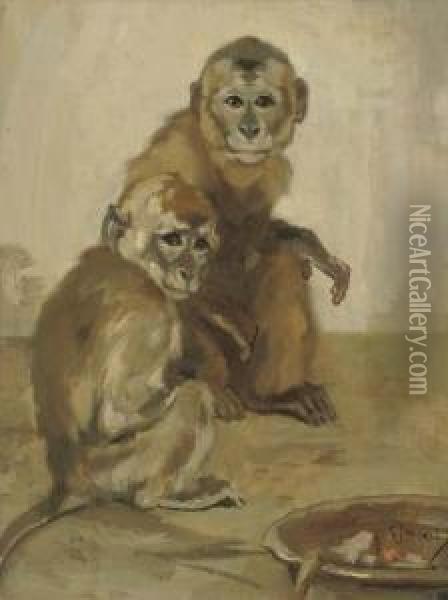 Cheeky Monkeys Oil Painting - Cornelis Jan Mension