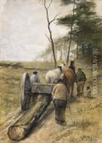 Woodcutters On A Sandy Track Oil Painting - Anton Mauve