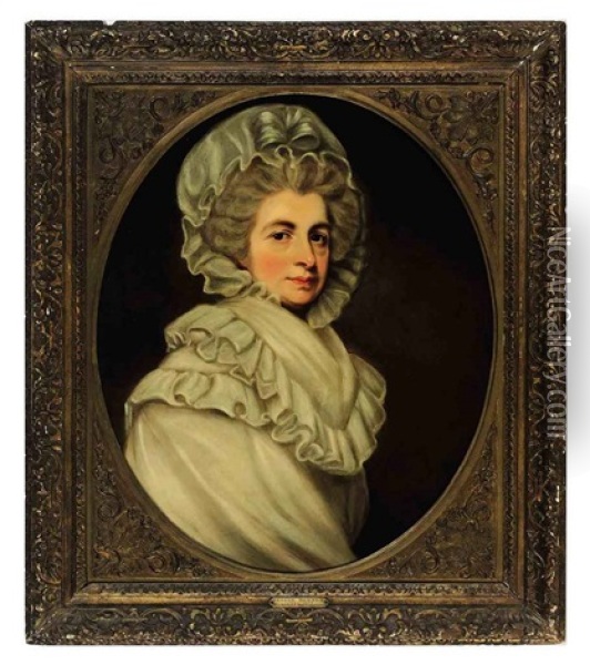 Portrait Of Mrs. Butler, Nee Miss Penelope Carwardine Oil Painting - George Romney