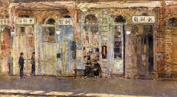 The Chinese Merchants Oil Painting - Frederick Childe Hassam
