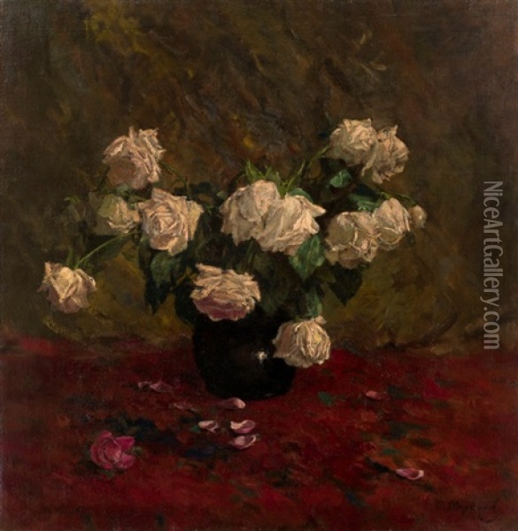 Bouquet Of Roses Oil Painting - Tit Yakovlevich (Yakovich) Dvornikov
