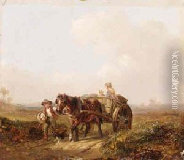 Travelling Along A Country Road Oil Painting - William Mulready