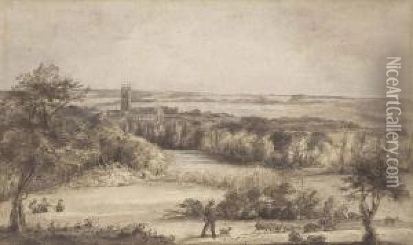 View Of Canterbury, From Saint Stephens Oil Painting - Heneage Finch