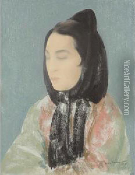 Portrait Of A Lady Oil Painting - Joseph Von Kramer