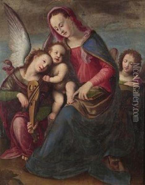 The Virgin And Child With Angels Oil Painting - Piero Di Cosimo