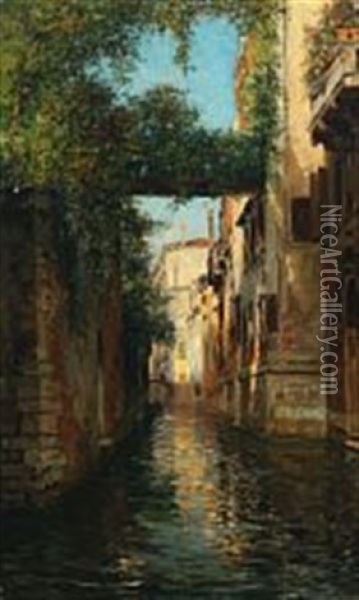 Venice Canal Oil Painting - Bernardo Hay