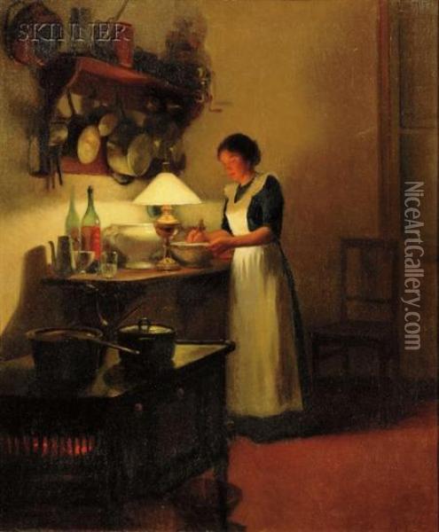 Kitchen Interior Oil Painting - Marcel Rieder