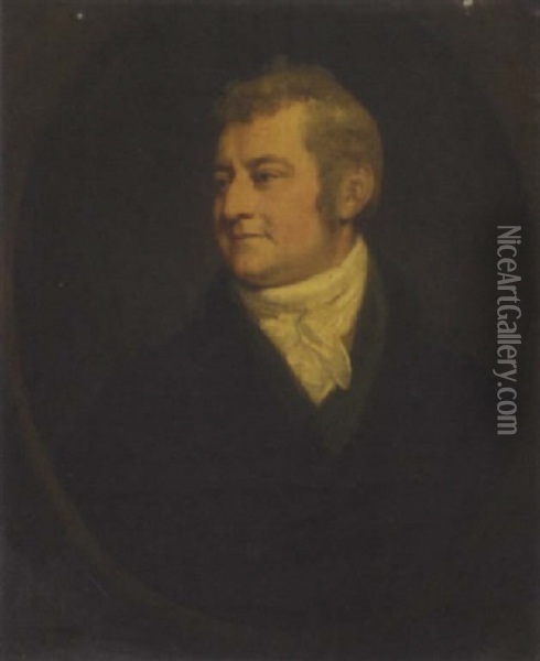 Portrait Of Dr. Sayers Of Norwich M.d., In A Black Jacket And White Cravat Oil Painting - John Opie