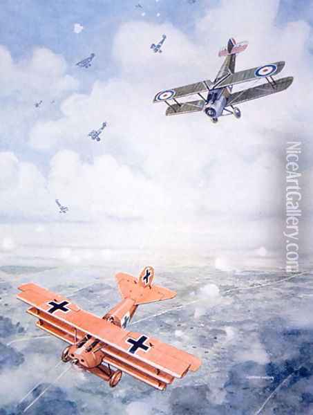 The Last Flight of Captain Baron von Richthofen, c.1920 Oil Painting - Watson, Geoffrey