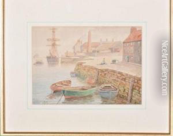 Rowing Boats, Sunderland Harbour Oil Painting - Anthony John Moore