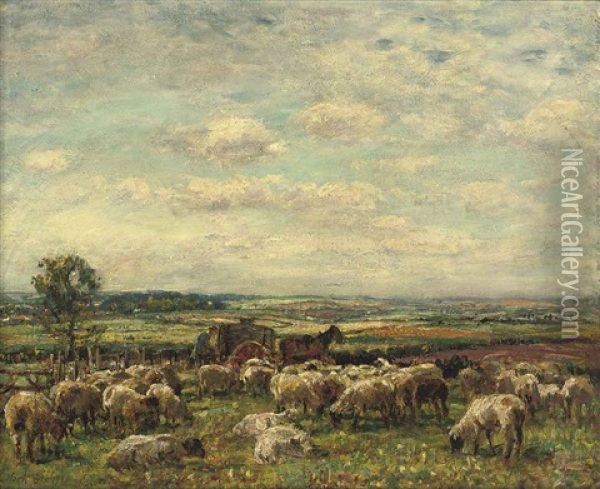 A Sheepfold Oil Painting - Mark William Fisher
