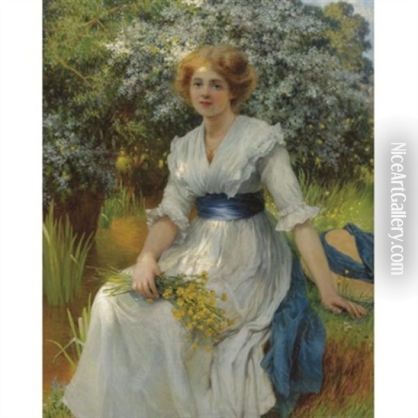 An Elegant Lady Resting Oil Painting - W. Savage Cooper