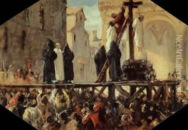 The Execution of Savonarola Oil Painting - Stefano Ussi